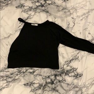 Black one shoulder crop top